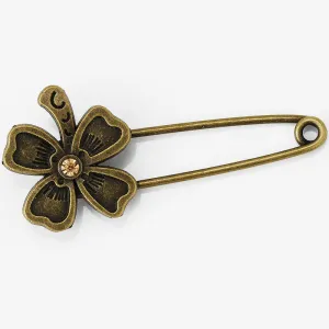 10 Antique Bronze Vintage Flower Brooch Safety Pins brooch pin for Garment Accessories 20x50mm