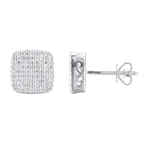 10 Karat White Gold 0.75 Carat Diamond Cushion Earrings