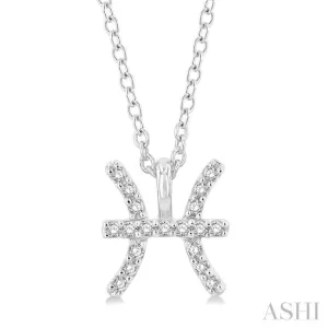 1/10 ctw Pisces Round Cut Diamond Zodiac Pendant With Chain in 10K White Gold