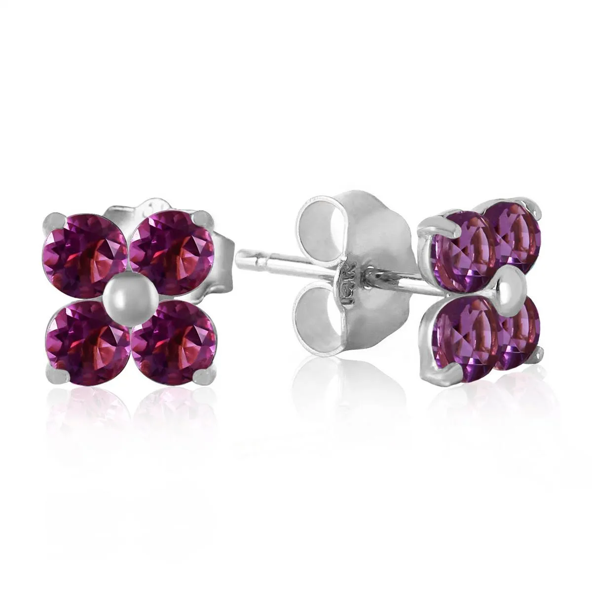 1.15 Carat 14K Solid White Gold Purple Splash Amethyst Earrings