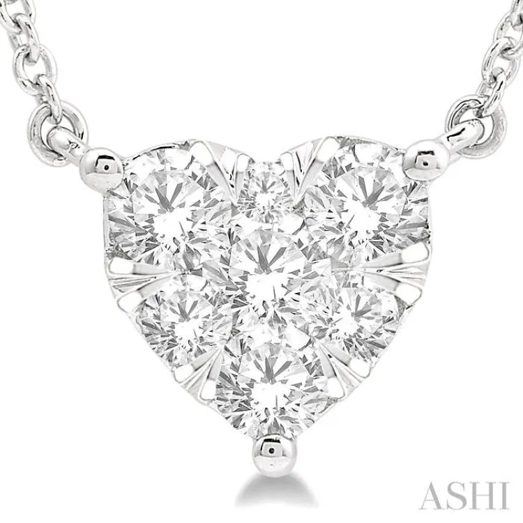 1/2 Ctw Lovebright Diamond Heart Necklace in 14K White Gold