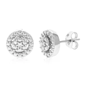 1/20 cttw Lab Diamond Milgrain Stud Earrings in Sterling Silver