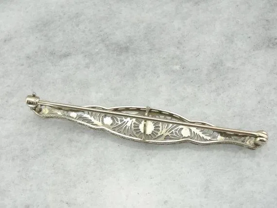 14 Karat Art Deco Filigree Bar Pin