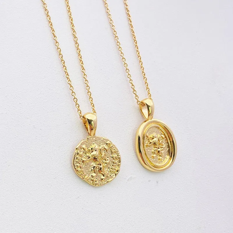 14K Gold Plated Vintage Round Necklace