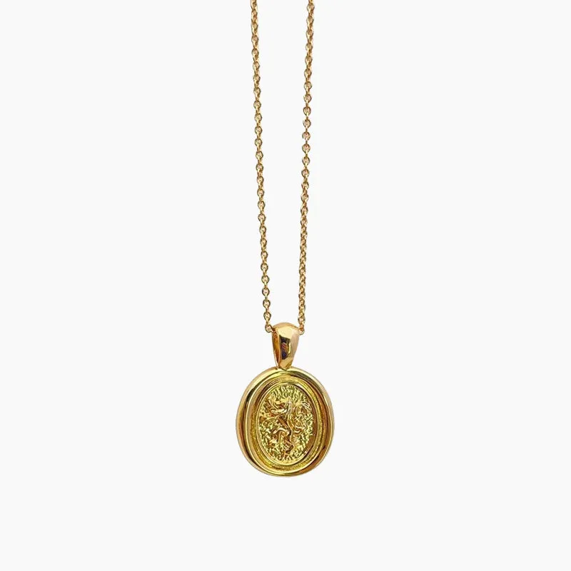 14K Gold Plated Vintage Round Necklace