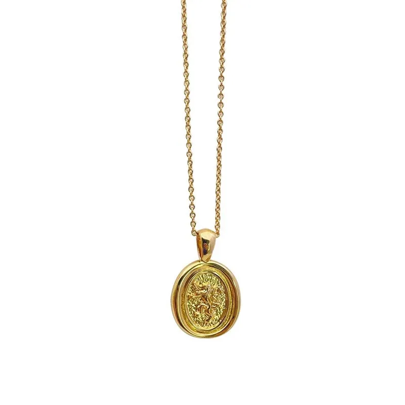 14K Gold Plated Vintage Round Necklace