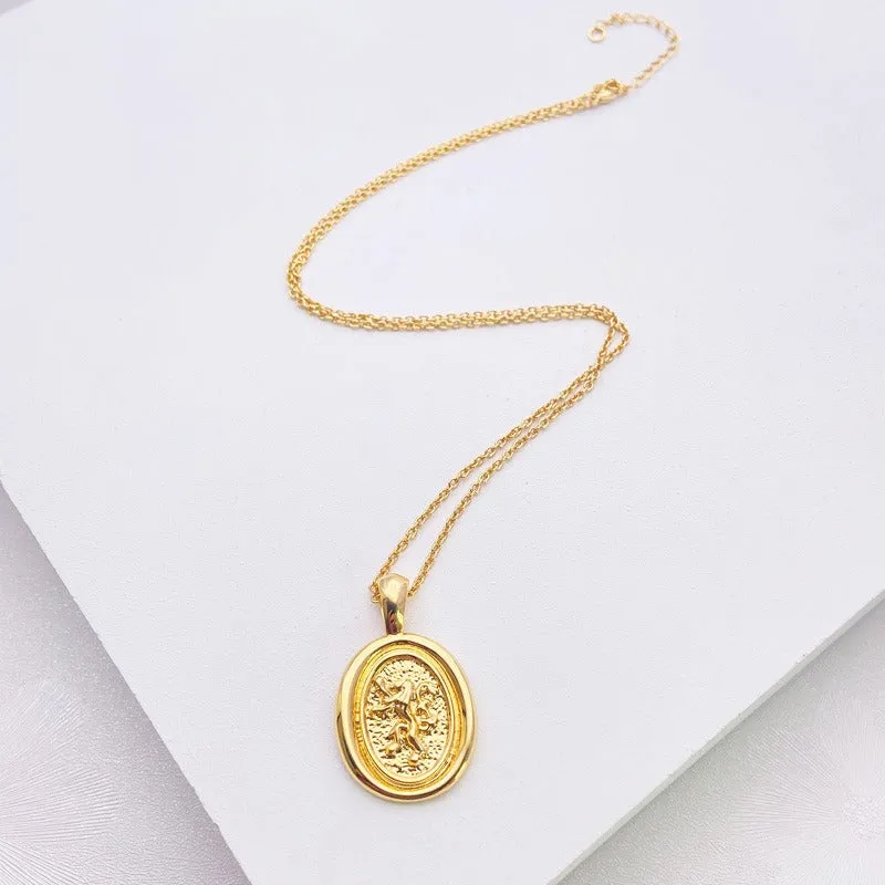 14K Gold Plated Vintage Round Necklace