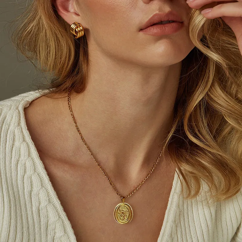 14K Gold Plated Vintage Round Necklace