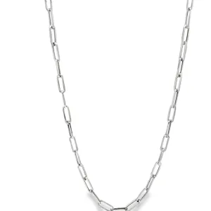 14K White Italian Paperclip Small Link Chain Necklace 20"