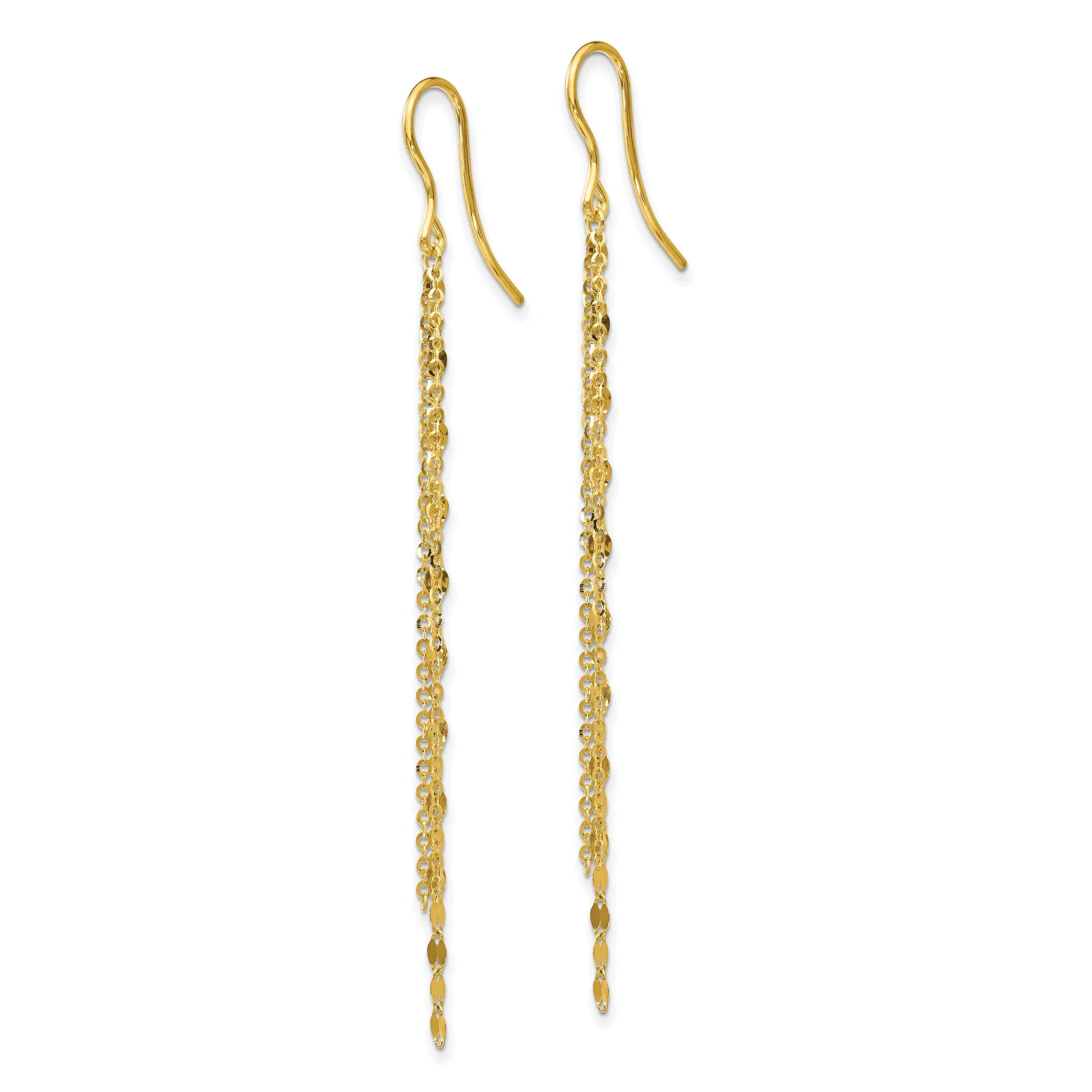 14k Yellow Gold Dangle Shephard Hook Earrings