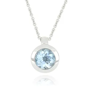 18k White Gold Bezel Set Aquamarine Necklace