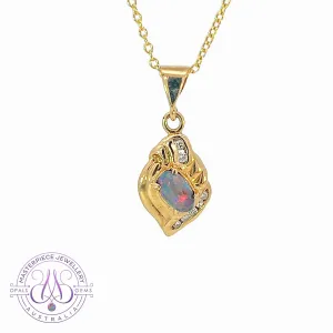 18kt Yellow Gold Black Opal 0.45ct pendant