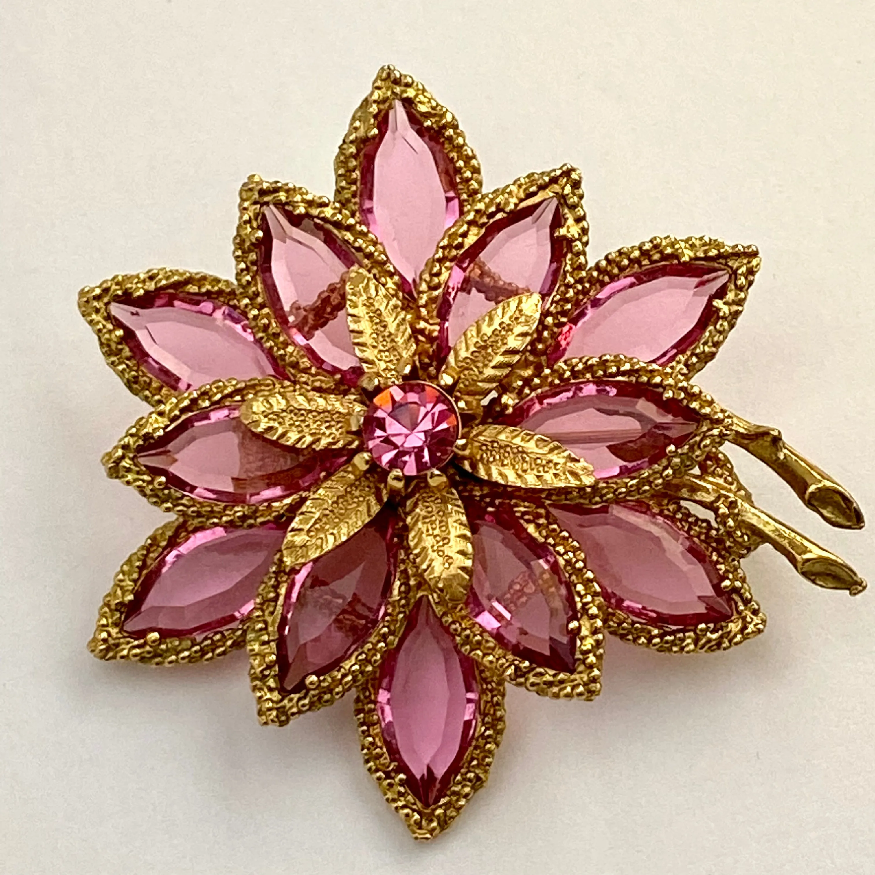 1960s Rhinestone Flower Brooch