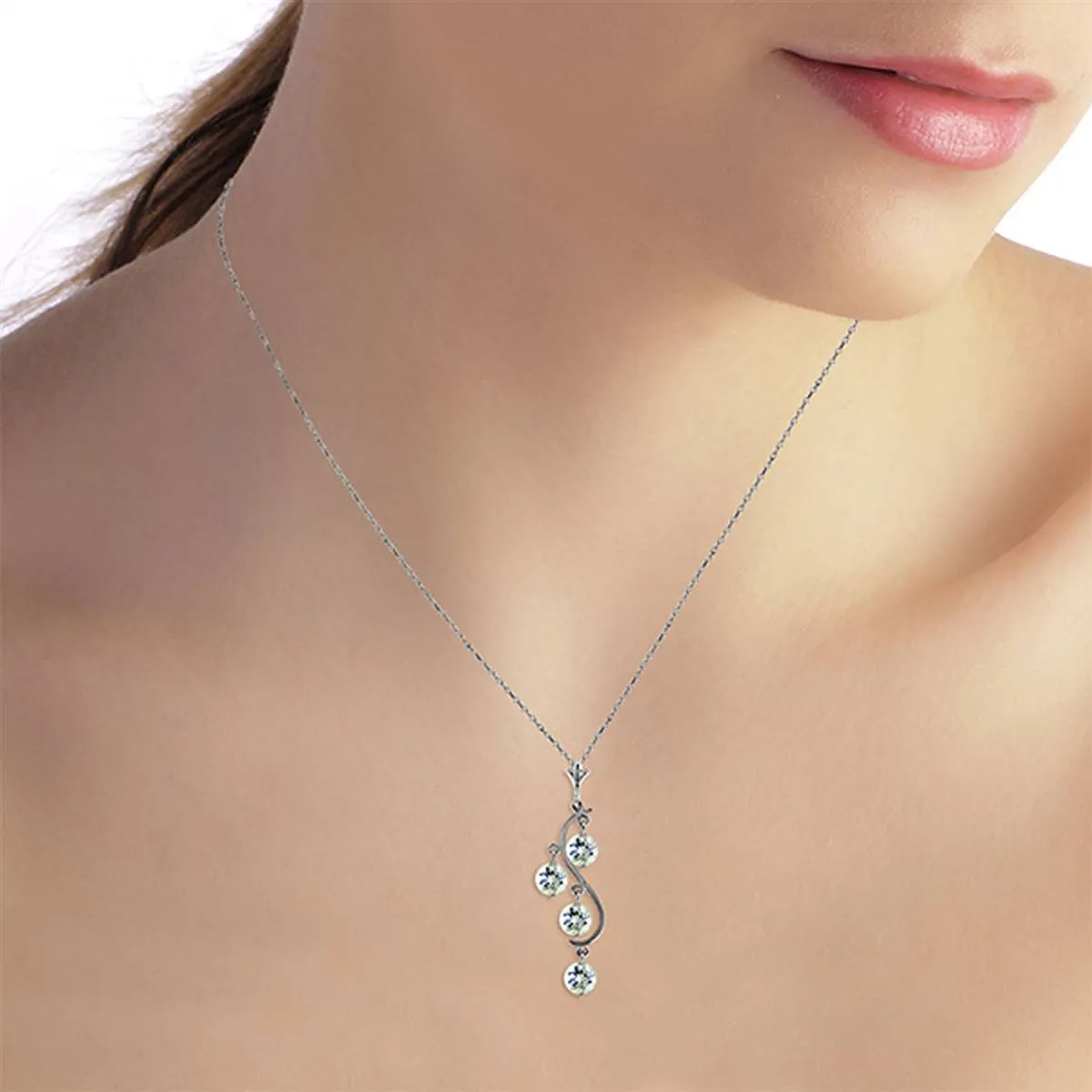 2.25 Carat 14K Solid White Gold Game Changer Aquamarine Necklace