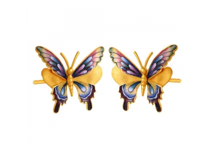 22k Dainty Butterfly Shaped Earrings With A Colourful Touch\