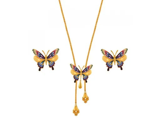 22k Dainty Butterfly Shaped Earrings With A Colourful Touch\