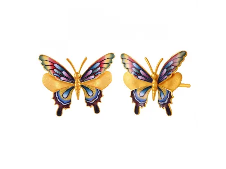 22k Dainty Butterfly Shaped Earrings With A Colourful Touch\