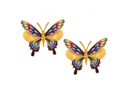 22k Dainty Butterfly Shaped Earrings With A Colourful Touch\