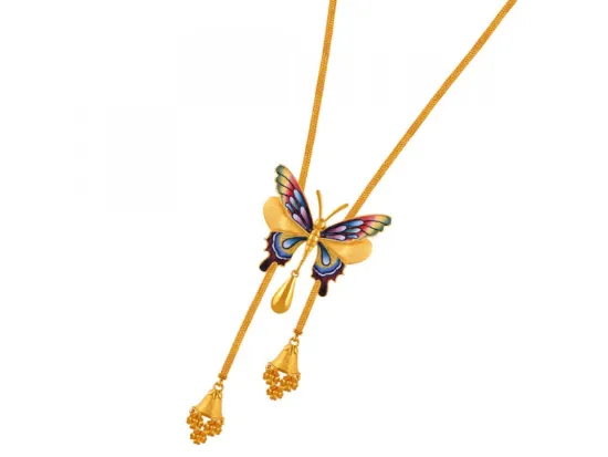 22k Dainty Butterfly Shaped Earrings With A Colourful Touch\