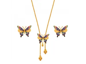 22k Dainty Butterfly Shaped Earrings With A Colourful Touch\