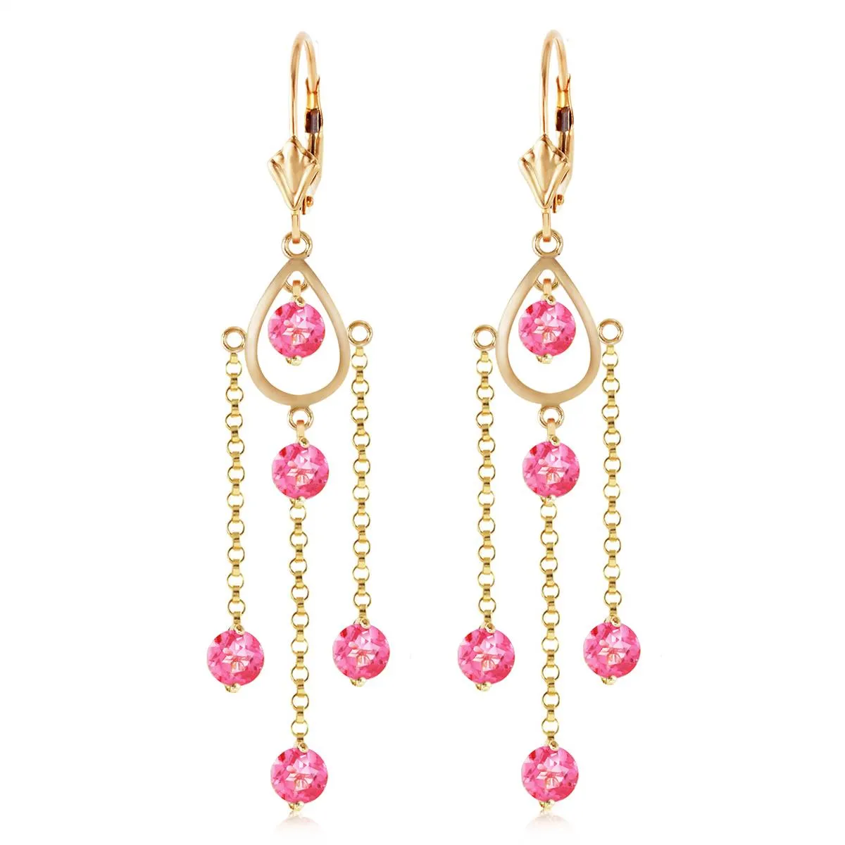 3 Carat 14K Solid Yellow Gold Gilded Age Pink Topaz Earrings