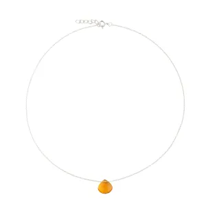 925 Sterling Silver Necklace - Citrine Stone Pendant