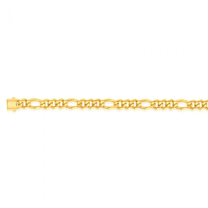 9ct Yellow Gold 1:3 Figaro 19.10cm Bracelet