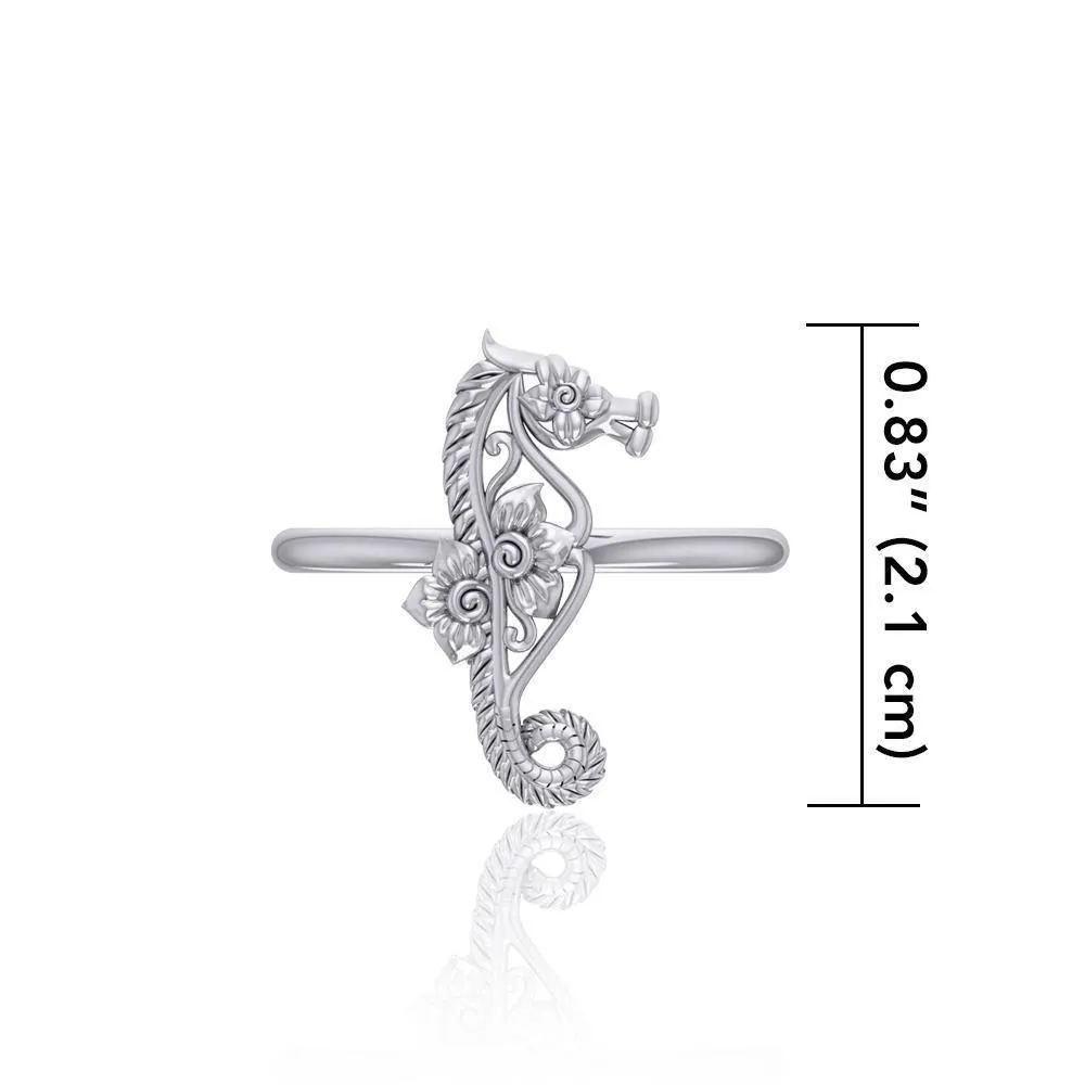 A touch of whimsical sea vibe Silver Seahorse Filigree Ring TRI1794