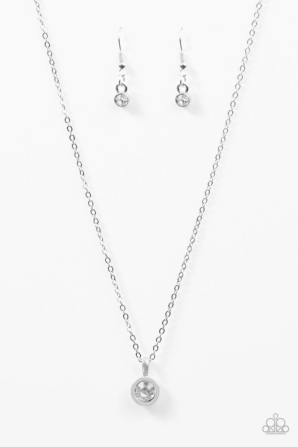 All I Need Is Glitter White Rhinestone Necklace - Paparazzi Accessories