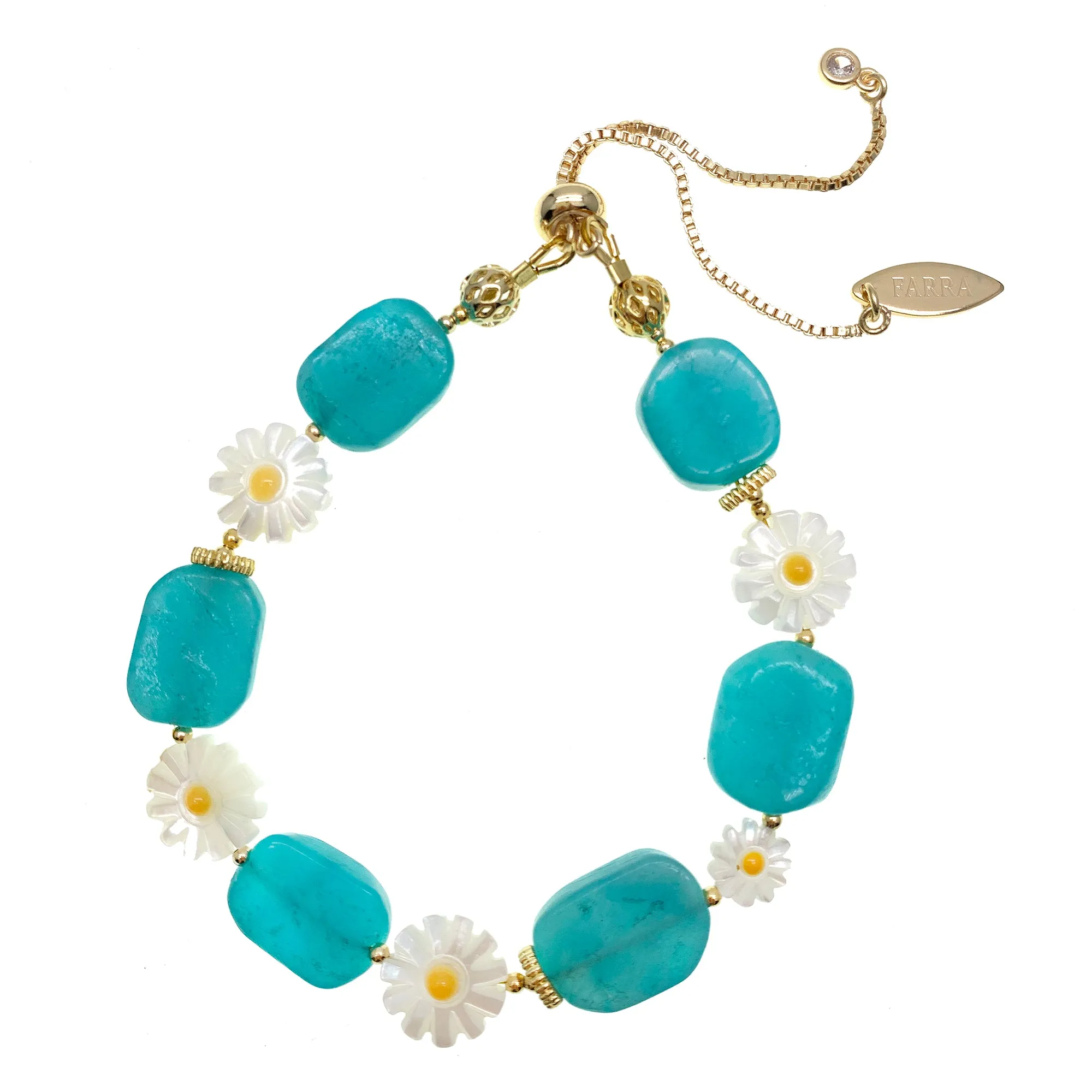 Amazonite With Floral Charms Bracelet GB008