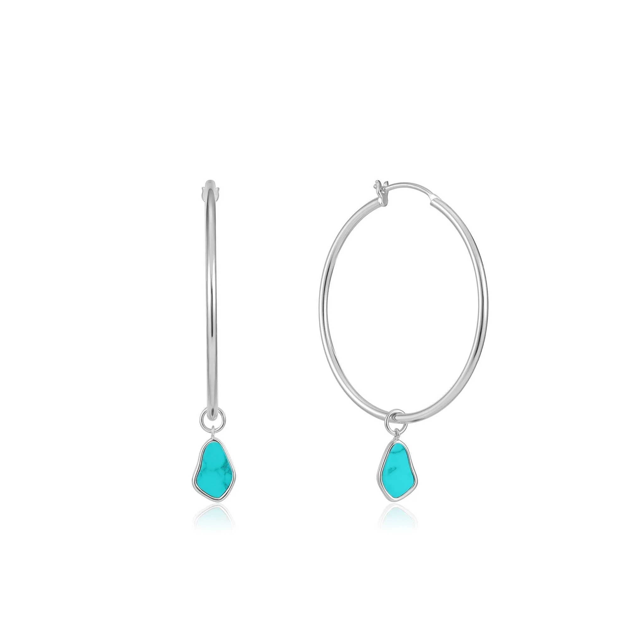 Ania Haie Silver Tidal Turquoise Drop Hoop Earrings