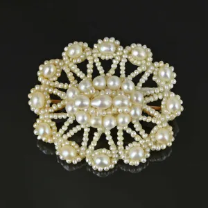 Antique 14K Gold Natural Pearl Georgian Brooch