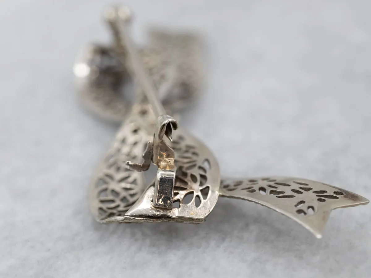 Antique Diamond Bow Ribbon Pin