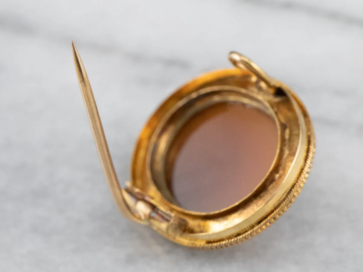 Antique Hardstone Cameo Gold Brooch