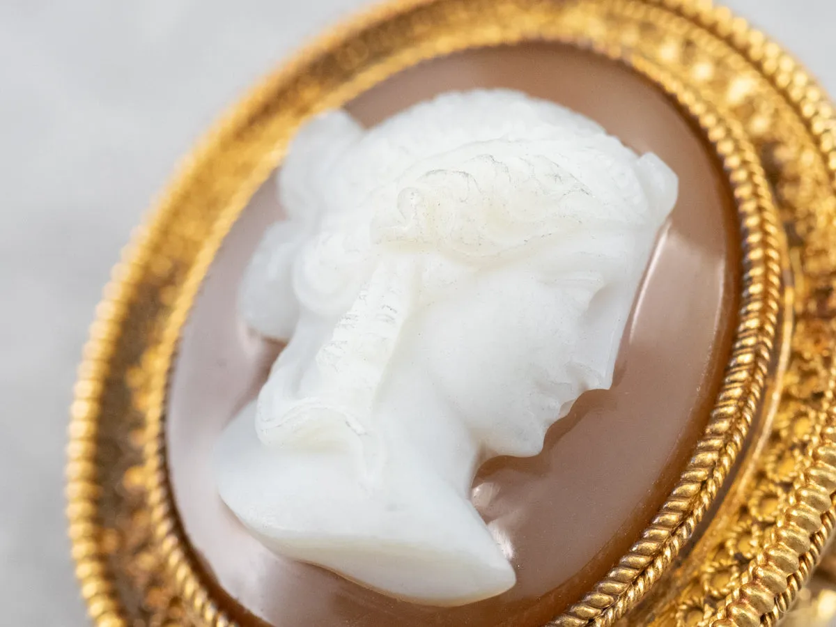 Antique Hardstone Cameo Gold Brooch