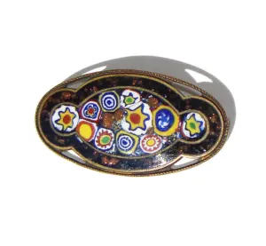 Antique Millefiori Brooch Murano Glass Lampworked Pin