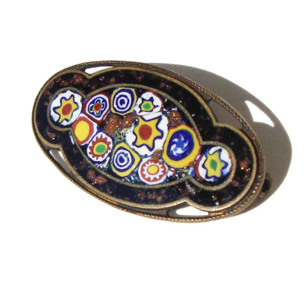 Antique Millefiori Brooch Murano Glass Lampworked Pin