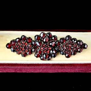 Antique Victorian Rose Cut Bohemian Garnet Brooch