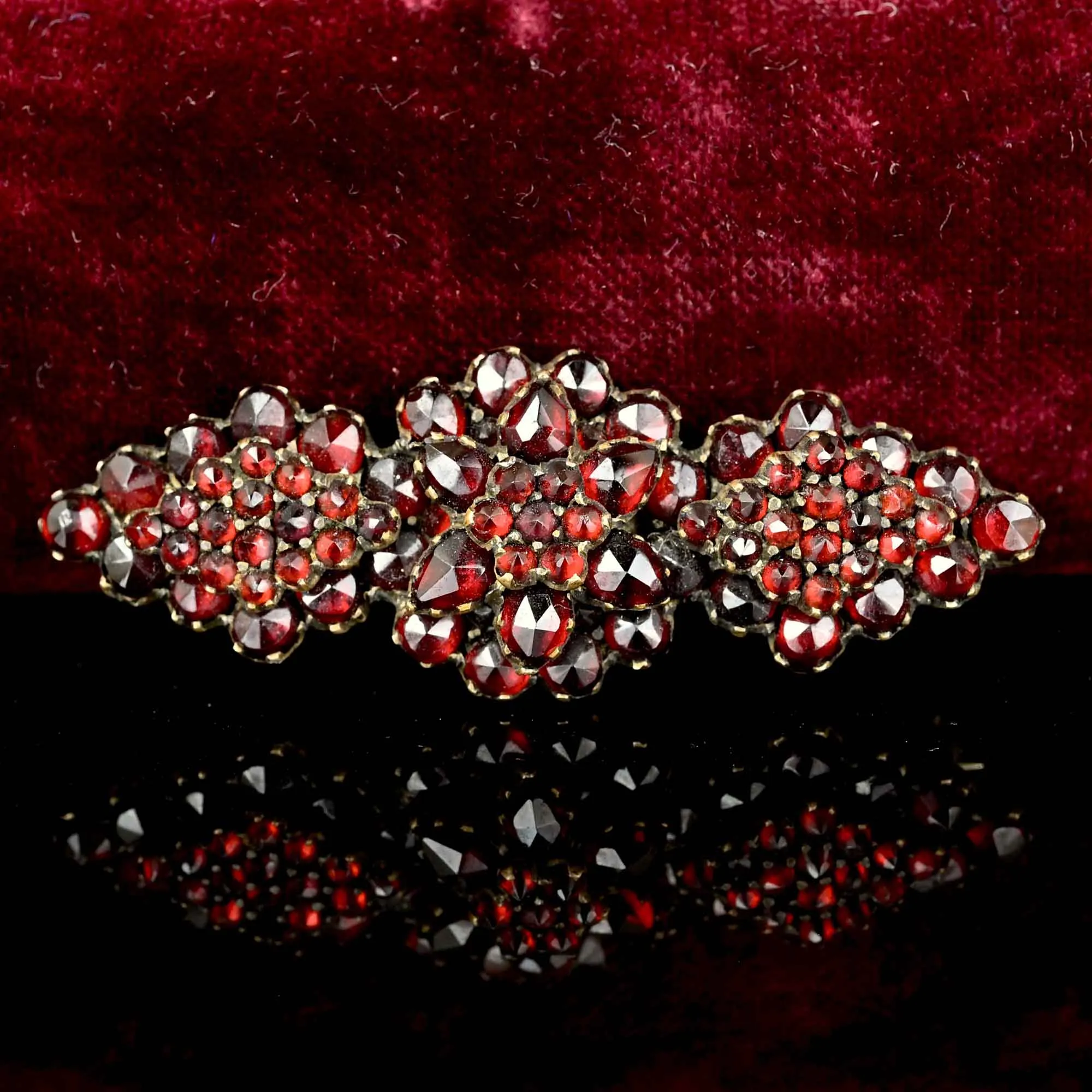 Antique Victorian Rose Cut Bohemian Garnet Brooch