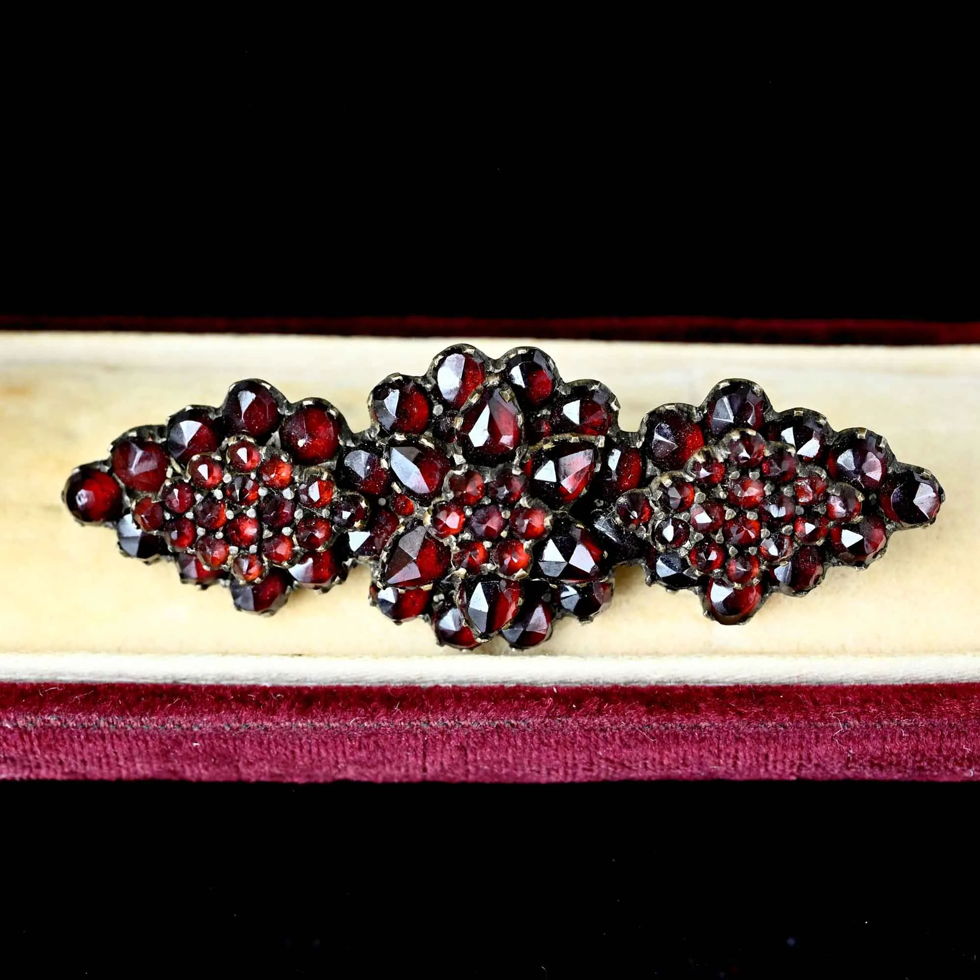 Antique Victorian Rose Cut Bohemian Garnet Brooch