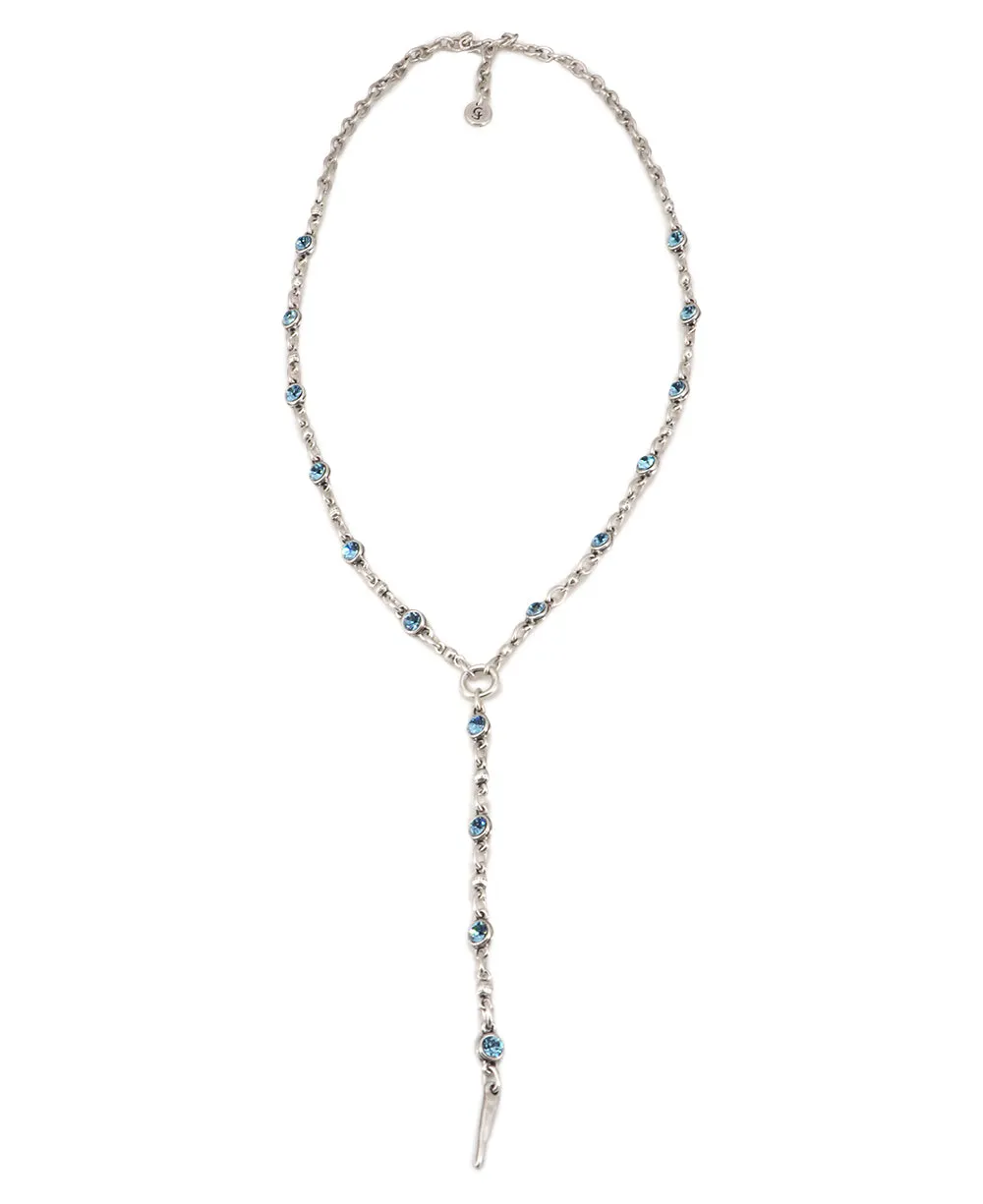 Aqua Crystals Lariat Industrial Necklace