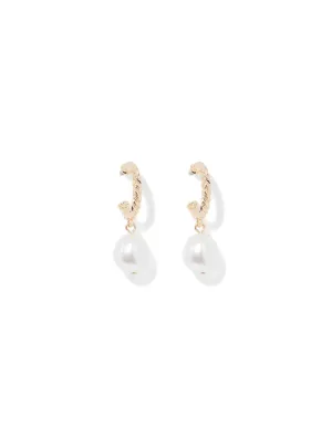 Avery Metal Pearl Hoop Earrings