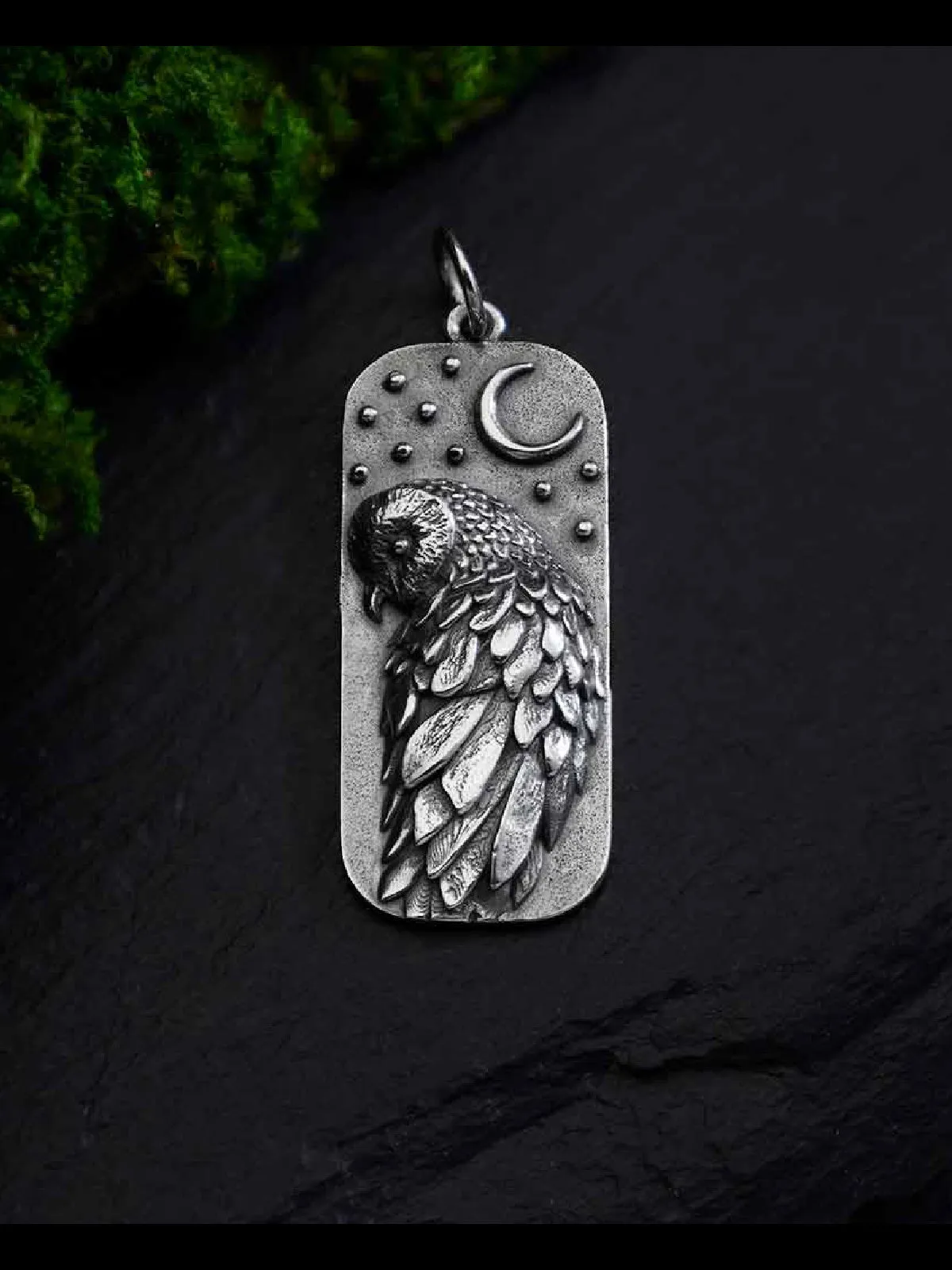 Barn Owl & Crescent Moon Necklace