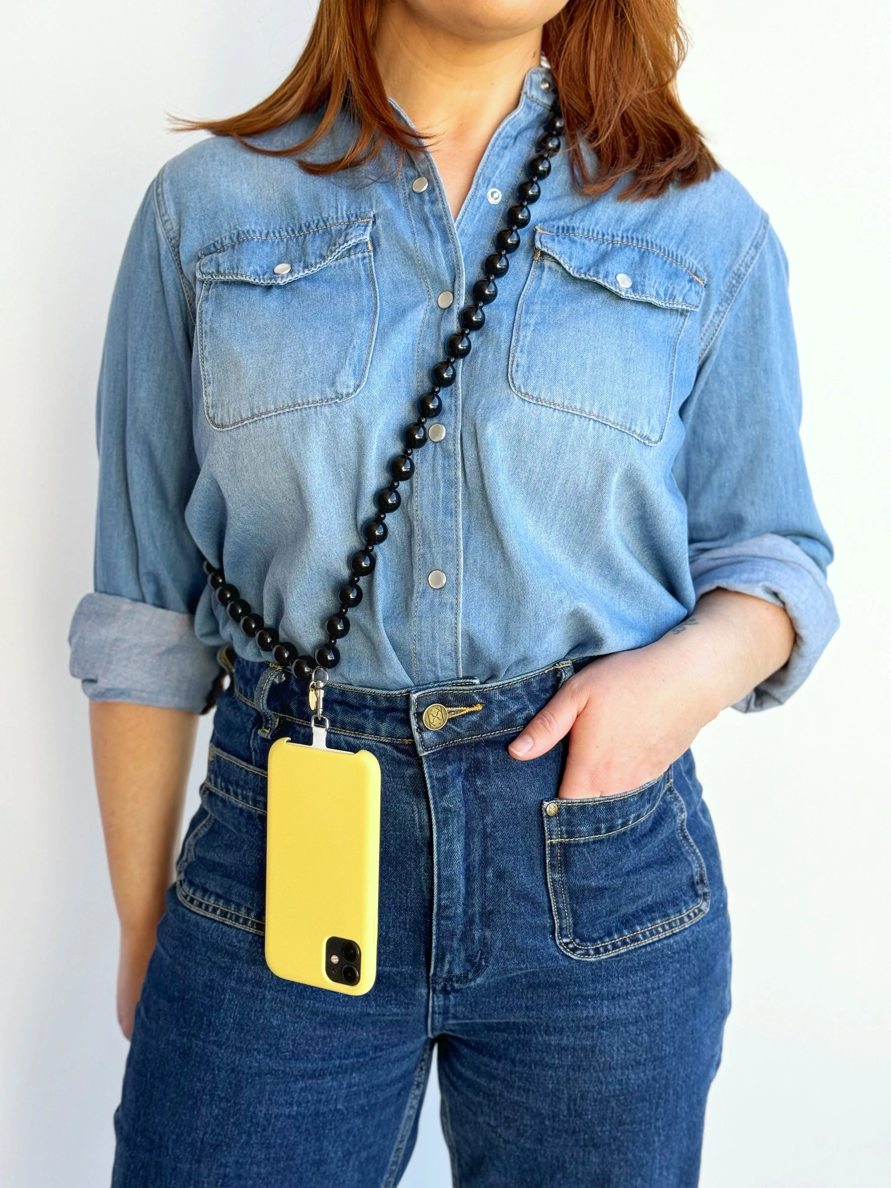 Bella Cross Body Phone Chain - Black