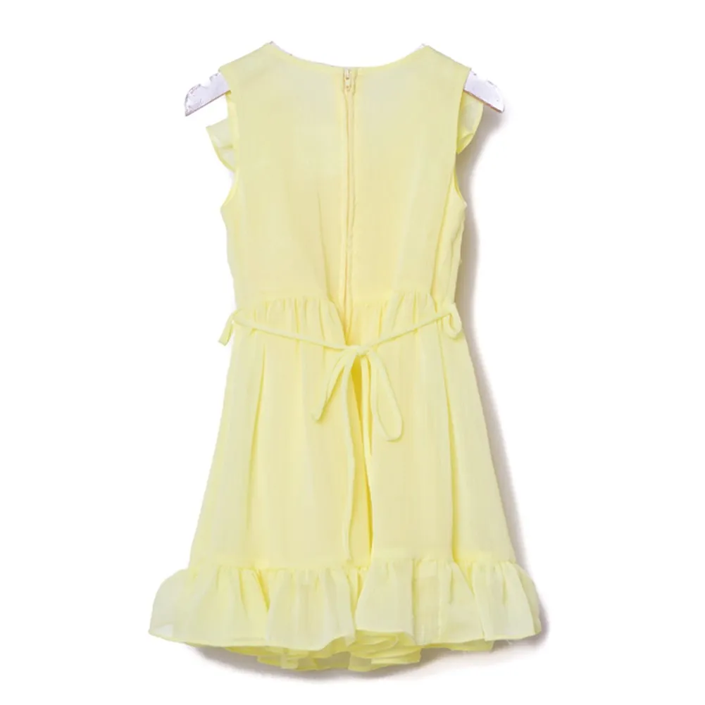 Big Girls Yellow Tiered Chiffon Ruffled Easter Dress 8-12