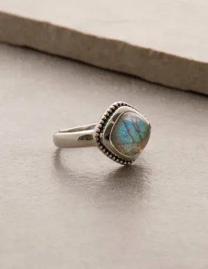 Blue Fire Labradorite Ring - Size 7