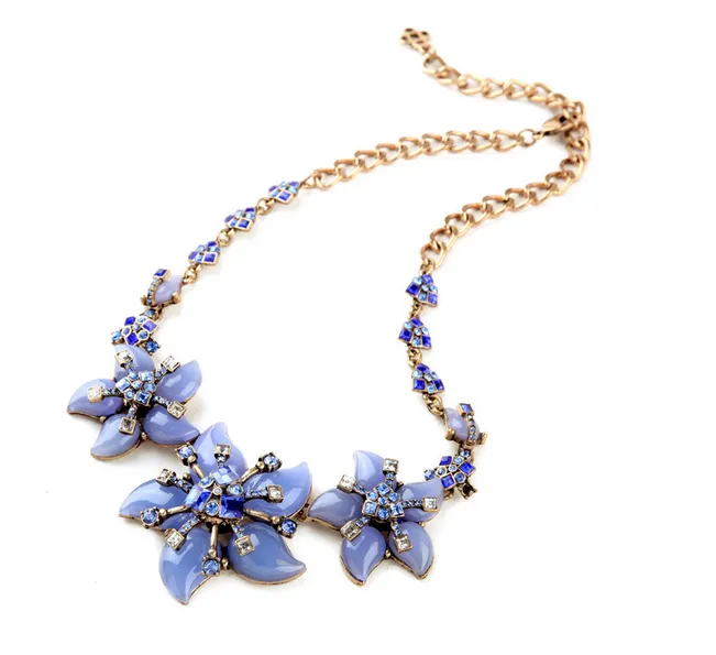 Blue Flower Statement Necklace