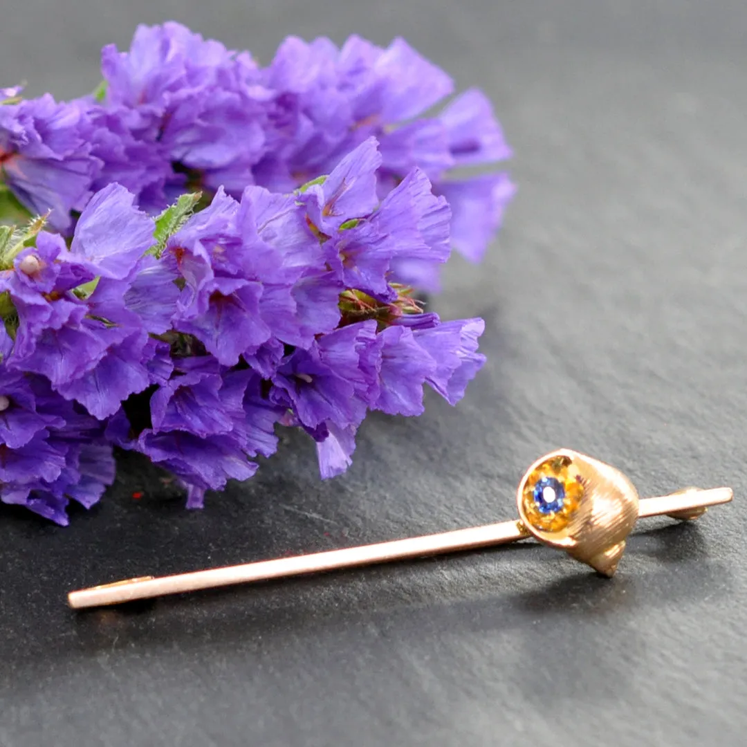 Blue Sapphire Sea Shell Brooch