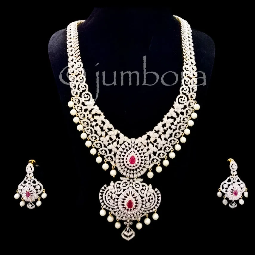 Bridal Statement AD Zircon Necklace Set