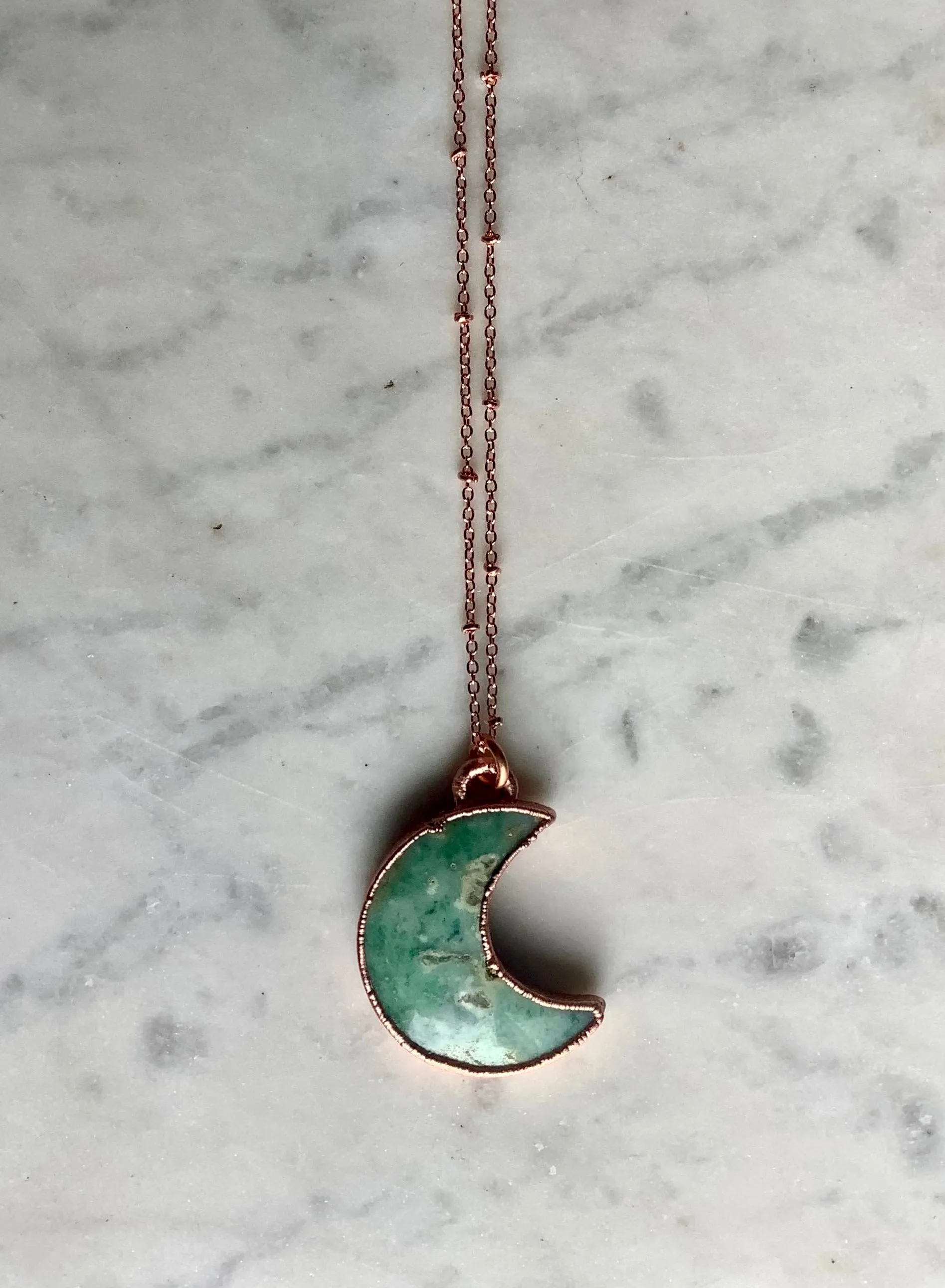 Chrysoprase Moon Necklace